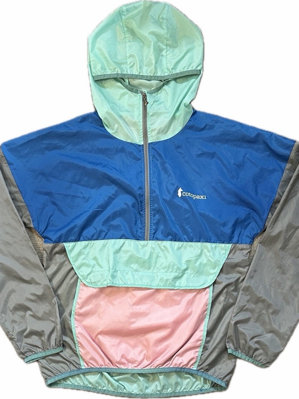 cotopaxi Colorblock Kids Rain Anorak - Blue, Gray, Mint, Pink
